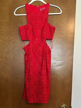 Women's 3/4 Morgan & Co Cutout Mini Red Dress